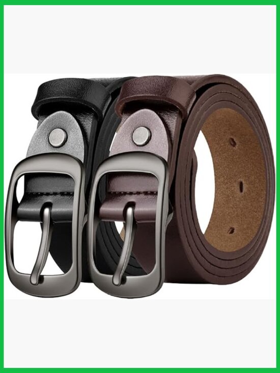 2 Pack Leather Belts for Women, Adjustable Pin Buckle, Waist Belt Set with Gift main image 6
